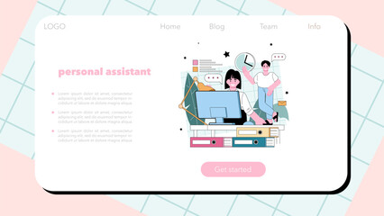 Personal assistant web banner or landing page. Professional help