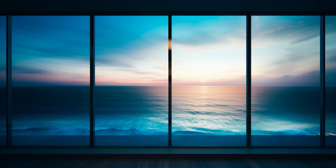 Large panoramic window overlooking the ocean