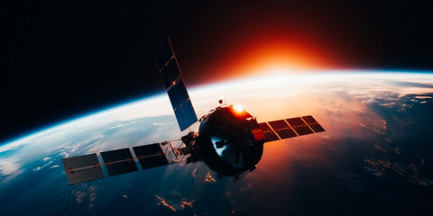 Obraz na płótnie Canvas Space satellite orbiting the earth