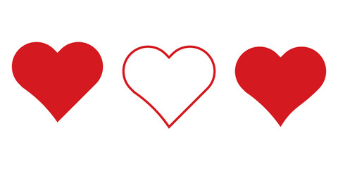 Red heart Icon isolated on white background. Set of love symbol for web site logo