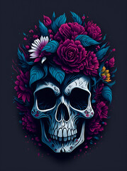 Dead Mexican Skull Mascot. AI generated illustration