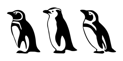 silhouette of a penguin - obrazy, fototapety, plakaty