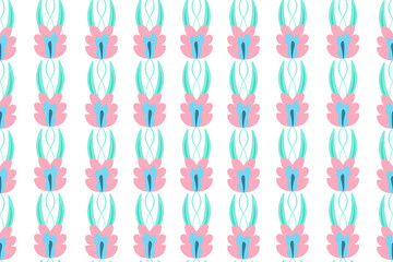 Seamless pattern with colorful Watercolor flowers. Endless summer background with Simple flower. Orchid backdrop. Floral wallpaper and bed linen print.