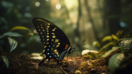 Fototapeta na wymiar Swallowtail Butterfly in nature. Generative AI