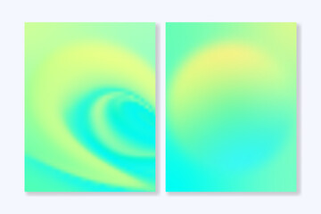 Obraz premium Set of 2 gradient backgrounds in green and yellow colors. For covers, wallpapers, branding, posters, social media and other projects. For web and print.