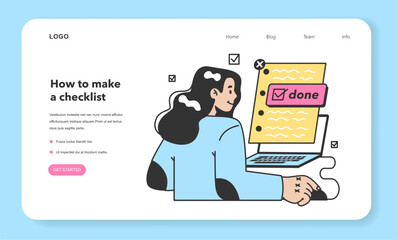 Checklist making concept. Character planning the daily routine