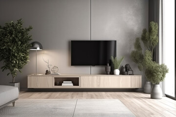 Modern living room. Clean high key interior design concept. Illustration. Generative AI