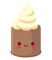 Cute cartoon cupcake with chocolate icing