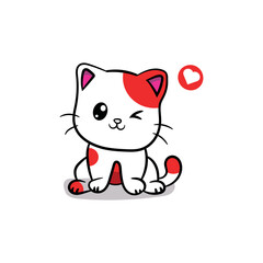Vector Cute cat sitting cartoon vector icon illustration.