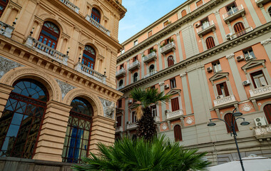 Prosperous street area with houses in Italy.