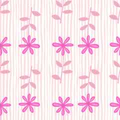 Obraz premium Cute flower seamless pattern. Naive art style. Hand drawn floral endless background.