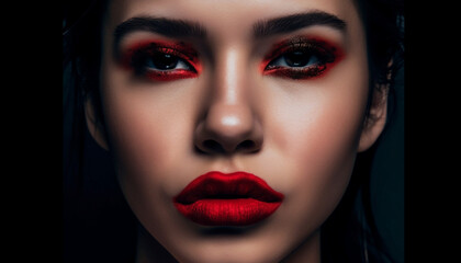 Fototapeta premium Beautiful young woman exudes glamour and sensuality generated by AI