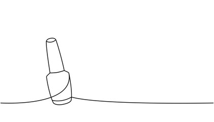 Nail polish one line continuous drawing. Manicure and pedicure tools continuous one line illustration. Vector linear illustration