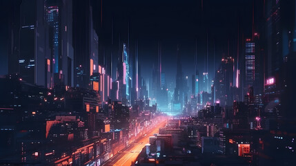 Obraz na płótnie Canvas Night City of the future. Generative AI