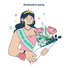 High school graduation or prom. Celebration ball or dance at end