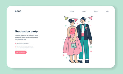 Fototapeta premium High school graduation or prom web banner or landing page.
