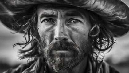 Bearded man smiling in nature elegance generated by AI