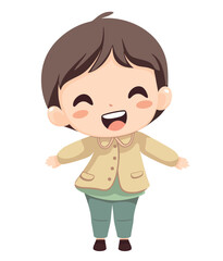 Cheerful boy laughing and looking cute