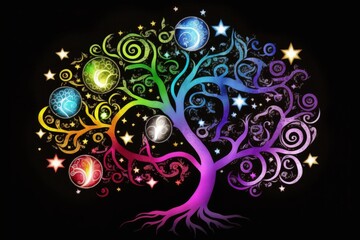 Cosmic magical tree of life created with Generative AI 