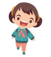 Smiling girl running in cheerful childhood fun