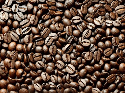 Fresh roasted aromatic brown coffee beans, used for black coffee, drink and beverage, photo, image - AI generated, generative AI
