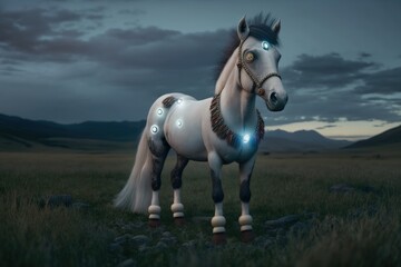 Obraz na płótnie Canvas Adorable horse robot creature created with Generative AI 