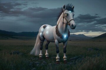 Obraz premium Adorable horse robot creature created with Generative AI 