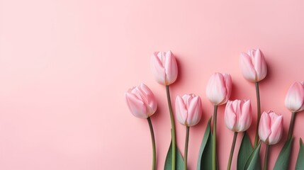 tulips Flowers spring summer Minimalism white Background with empty copy space generative ai