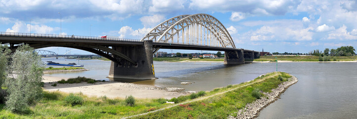 Bridge Waalbrug in Nijmegen, Netherlands over the river Waal