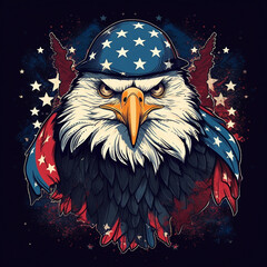 american eagle with american flag , Generative AI