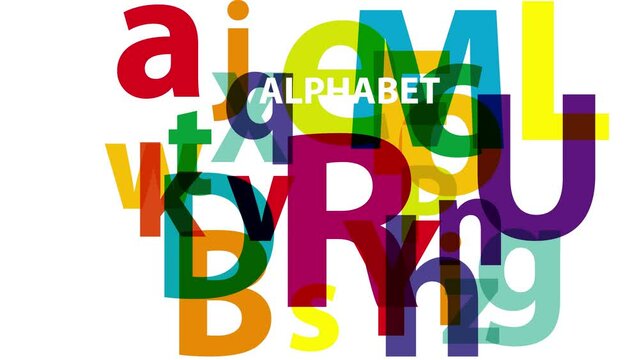 Alphabet. Broken text, animated illustration in seamless loop