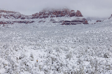 Scenic Snow Covered Landscape of Sedona Arizona in Winter