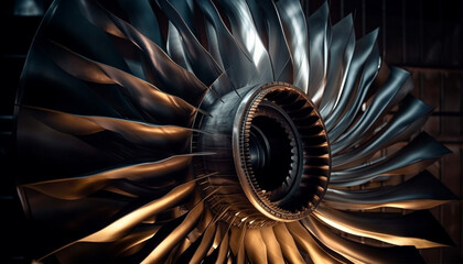 Shiny metallic propeller turning in abstract motion generated by AI