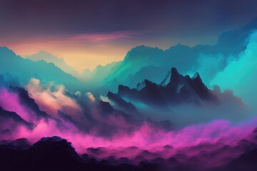 Obraz premium Morning landscape with colorful fog created with Generative AI 