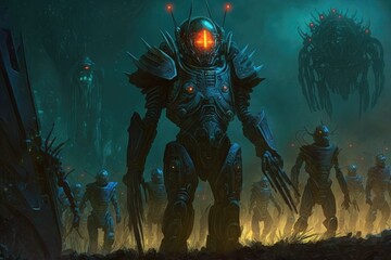 Fototapeta premium Alien attack led by ruler created with Generative AI 