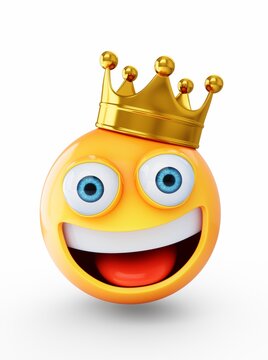 3D Rendering KIng emoji isolated on white background