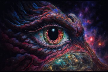 Obraz premium Cosmic being eye created with Generative AI 