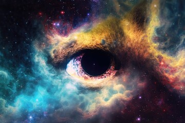Naklejka na ściany i meble Cosmic being eye created with Generative AI 