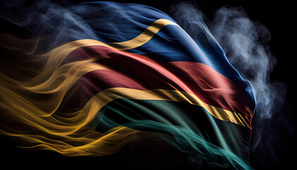 Explosion or Splashing of Smoke Wind in Shape of National Flag of Eswatini Country on Dark Background Generative AI