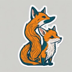 Obraz premium Sticker with an image of an animal fox. Generative AI.