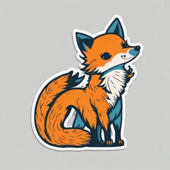 Sticker with an image of an animal fox. Generative AI.