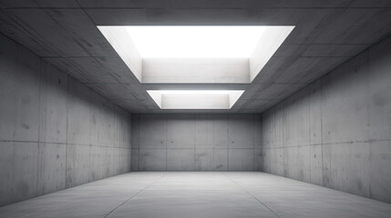 Abstract empty, modern concrete room with skylight from ceiling wall 