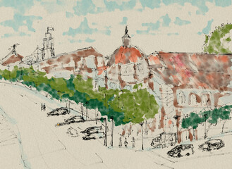 Obraz premium Digital watercolor painting 