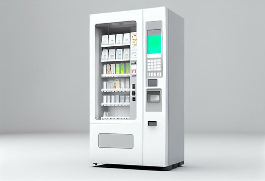 Modern vending machine isolated on white background. 3d rendering. Generative AI