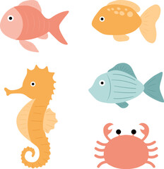 Set sea animals vector illustration