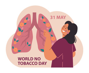 World No Tobacco Day. May 31st campaign banner. Character breaking