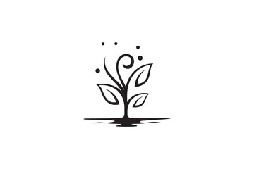 nature plant silhouette flat logo design