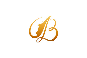 Fototapeta premium beautiful woman golden color gradient logo