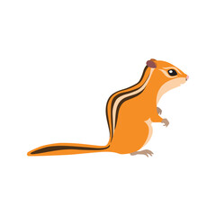 Animal illustration. Sitting chipmunk drawn in a flat style. Isolated object on a white background. Vector 10 EPS