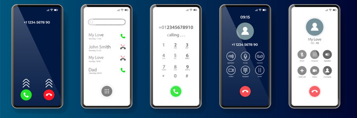 Phone calling app. Smartphone with call in screen